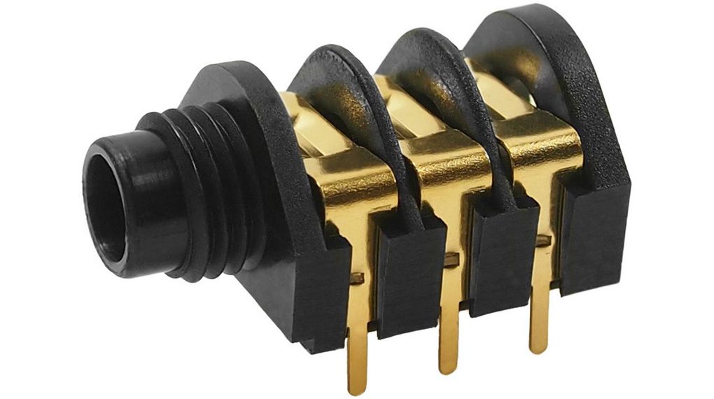 Jackuttag, Hona, Stereo, Vinkelrät, 6.35 mm, Paket med 5 delar